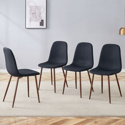 Luxury Simple Chair - Set of 4 BLACK Linen - Cotton Material High Luxury Simple Chair - Set of 4 BLACK Linen - Cotton Material High