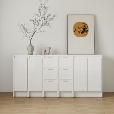 72 Freestanding Bathroom Storage Cabinet Combination - Glossy White 72 Freestanding Bathroom Storage Cabinet Combination - Glossy White