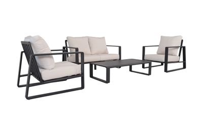Luxury 4 - piece Dark Gray Aluminum Patio Furniture Set - Light Gray Luxury 4 - piece Dark Gray Aluminum Patio Furniture Set - Light Gray