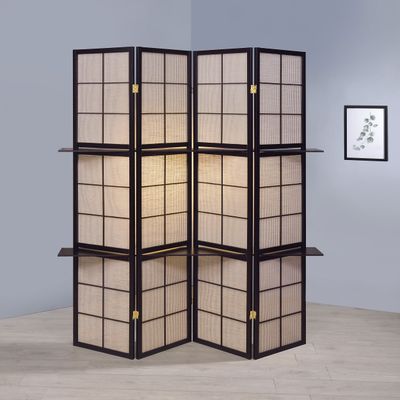 Tan and Cappuccino 4 - Panel Folding Screen - Brown Tan and Cappuccino 4 - Panel Folding Screen - Brown
