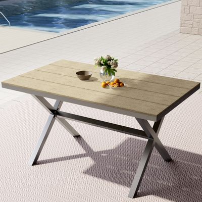 Patio plastic wood dining table (wood) - Natural Wood Patio plastic wood dining table (wood) - Natural Wood
