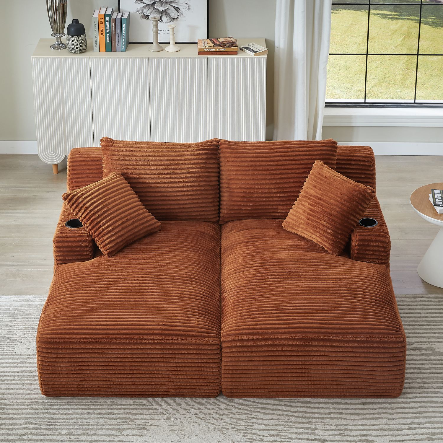 Compressible double chaise lounge with cupholders - No Assembl Compressible double chaise lounge with cupholders - No Assembl