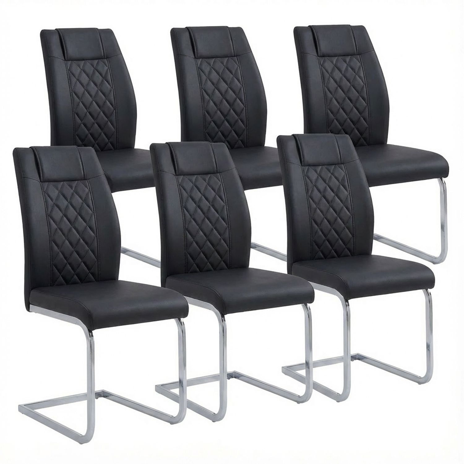 High - Back Dining Chairs Set of 6 - Black