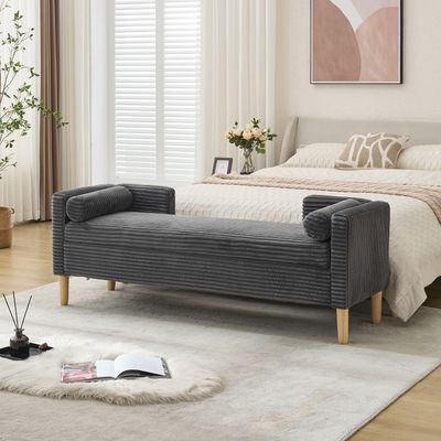 65.35Wide Upholstered Flip - top Storage Accent Bed Bench - Charcoal 65.35Wide Upholstered Flip - top Storage Accent Bed Bench - Charcoal