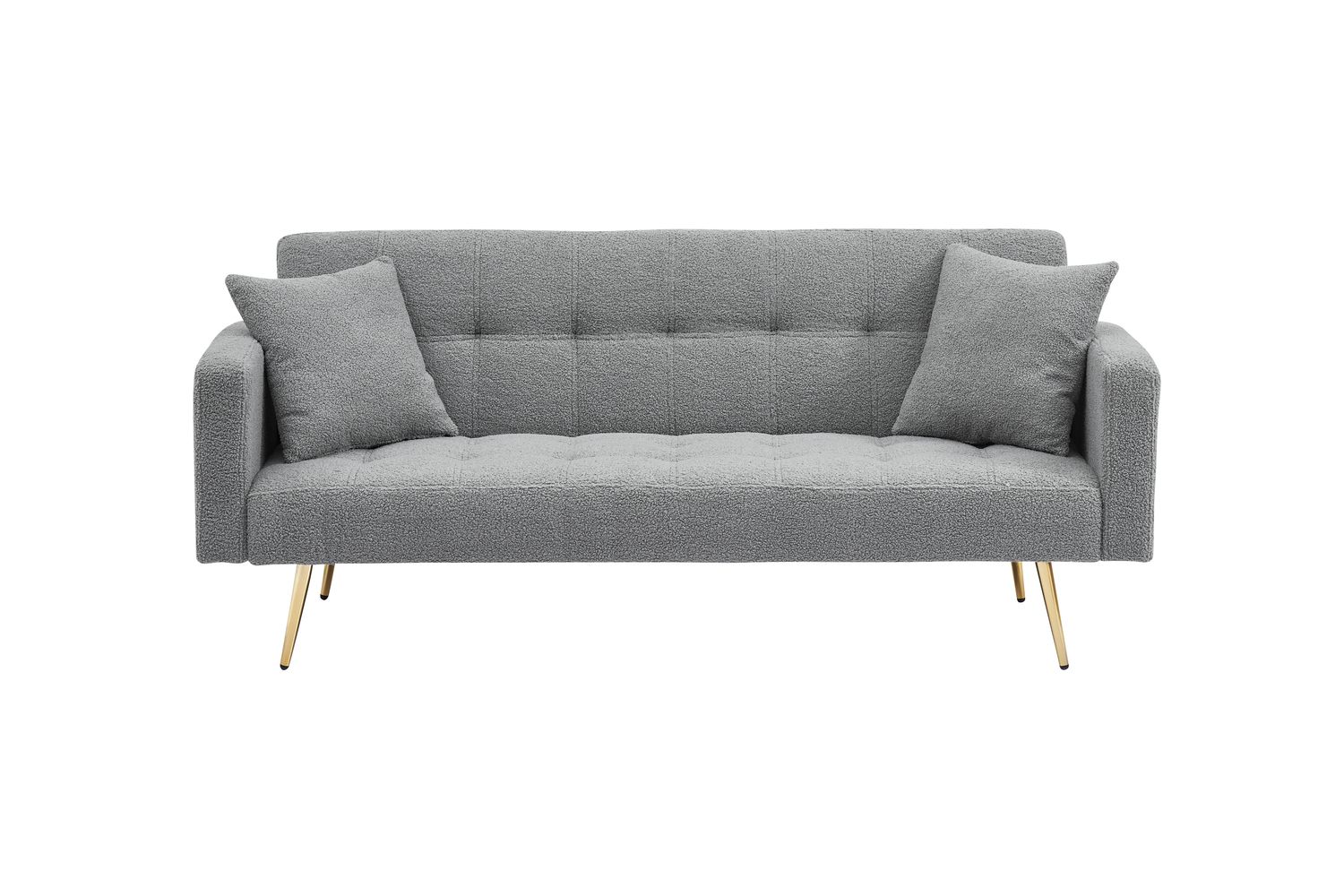 71.7 - inch Grey Teddy Fleece Sofa Bed with Two Included Throw Pillows