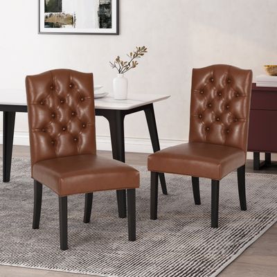 HARRIET KD TUFTED DINING [SET OF 2 Piece] - Light Brown