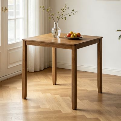 Wooden Dining Square Table - Oak - MDF, Rubber Wood - 34.5 x 34.5 x 36 Wooden Dining Square Table - Oak - MDF, Rubber Wood - 34.5 x 34.5 x 36