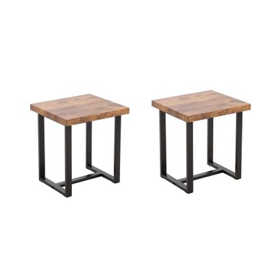 2 Pieces Small Tea Table, Walnut Night Stand, MDF SideTable