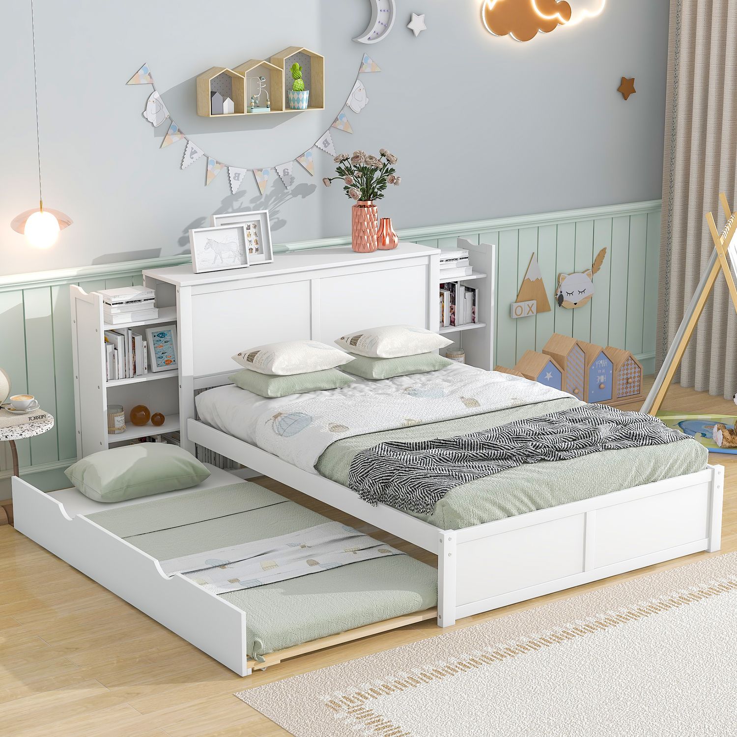 Full Size Storage Platform Bed with Pull Out Shelves and Twin Size Full Size Storage Platform Bed with Pull Out Shelves and Twin Size