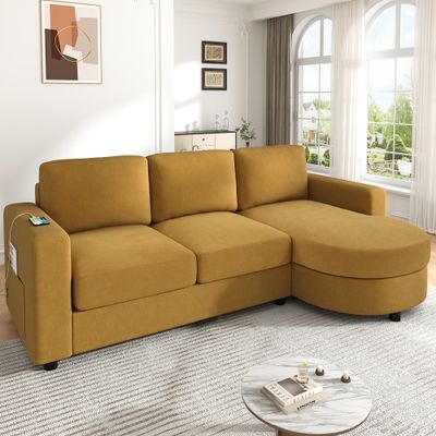 Modern Sectional Sofa 84.6 Modern Sectional Sofa 84.6" L - Shaped Sofa Couch with a Curved Chaise