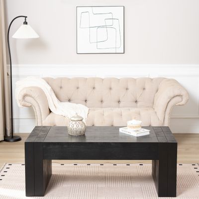 49 Black Wood Coffee Table - Black, Wood