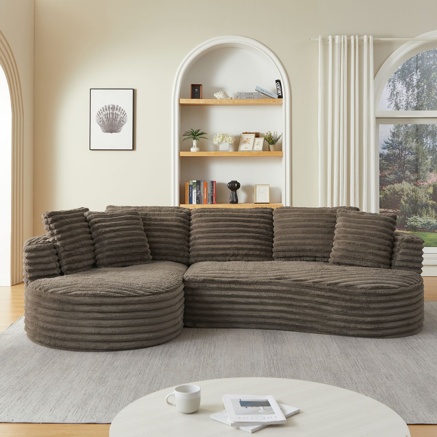 Modern Curved L - Shaped Luxury Sectional Oversized Sofa: Mi - Dark Modern Curved L - Shaped Luxury Sectional Oversized Sofa: Mi - Dark