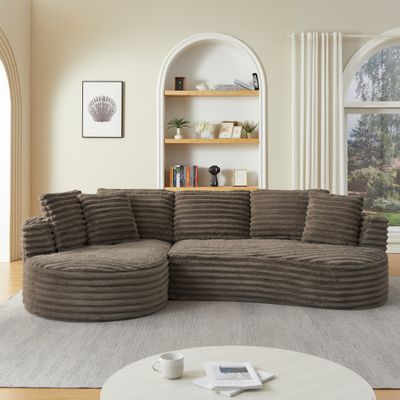 Modern Curved L - Shaped Luxury Sectional Oversized Sofa: Mi - Dark Modern Curved L - Shaped Luxury Sectional Oversized Sofa: Mi - Dark