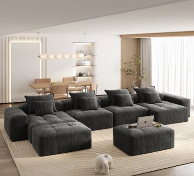 Modern Oversized Modular Sectional Sofa - Black - 85.04 x 127.56 x Modern Oversized Modular Sectional Sofa - Black - 85.04 x 127.56 x