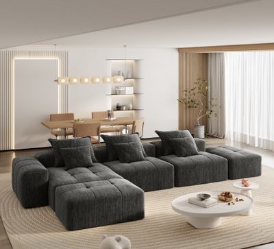 Modern Oversized Modular Sectional Sofa - Black - 85.04 x 170.08 x Modern Oversized Modular Sectional Sofa - Black - 85.04 x 170.08 x