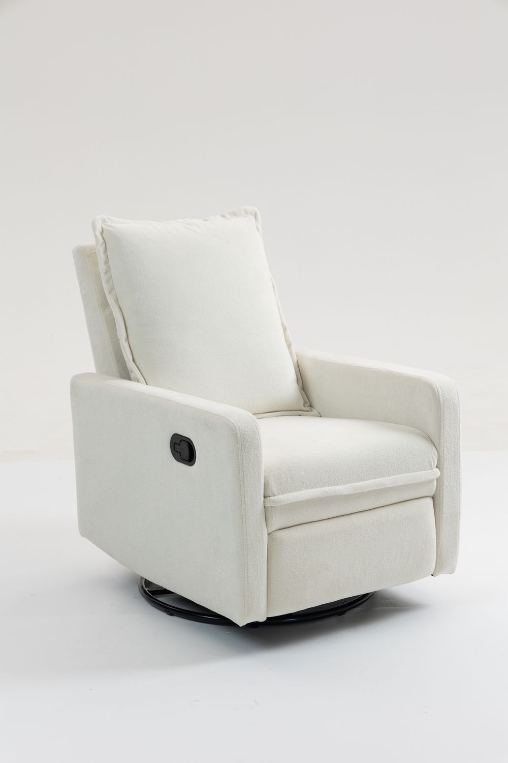 Short plush manual button armchair sofa - White Short plush manual button armchair sofa - White