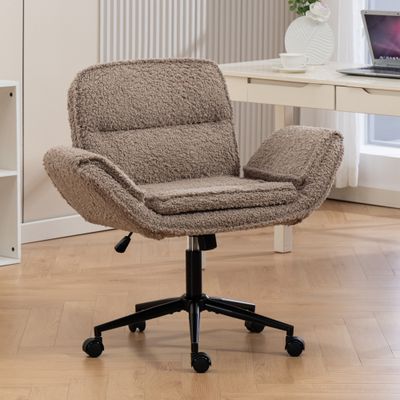 Criss Cross Chair with 5 - Gear Adjustable Armrests & Wheels - Brown Criss Cross Chair with 5 - Gear Adjustable Armrests & Wheels - Brown