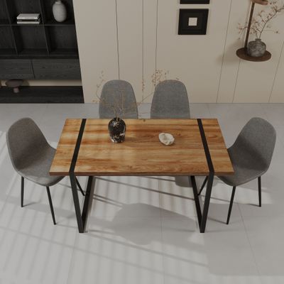 59 MDF natural wood dining table and modern dining - W2189S01103 59 MDF natural wood dining table and modern dining - W2189S01103