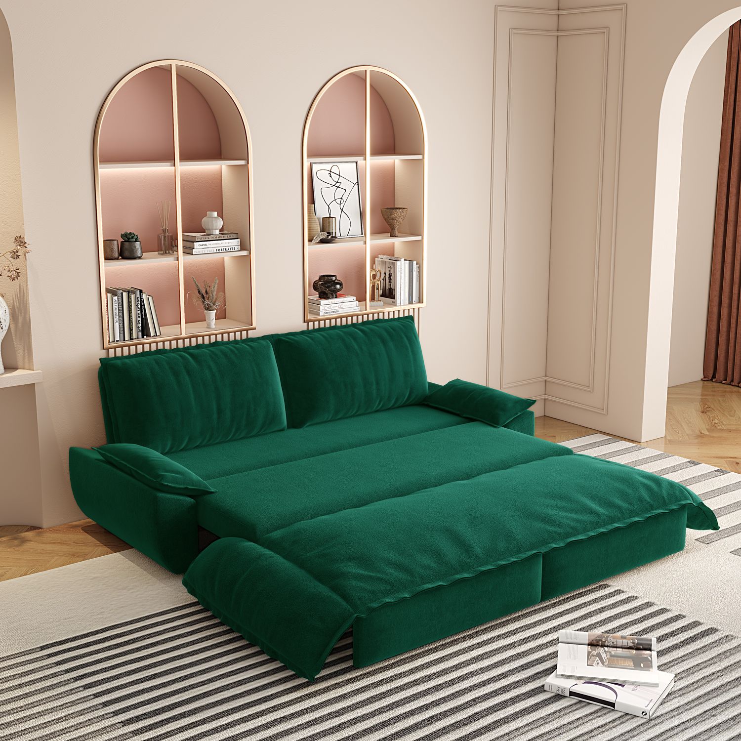 73.2 Queen Pull Out Sofa Bed - Green