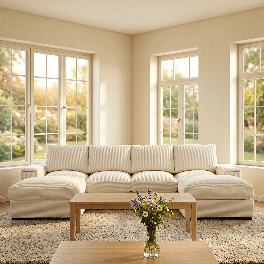 122" U - Shaped Modular Cloud Sectional Sofa Sleeper - Beige