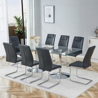 Table and chair set. 71 Table and chair set. 71" x - Black, Silver, Transparent - W1151S04549