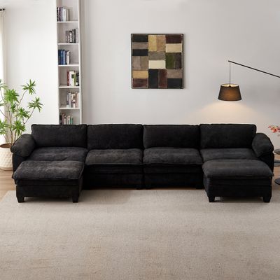 Living Room Furniture Sofa Luxury Couch Four Seater with Two Ottomans Living Room Furniture Sofa Luxury Couch Four Seater with Two Ottomans