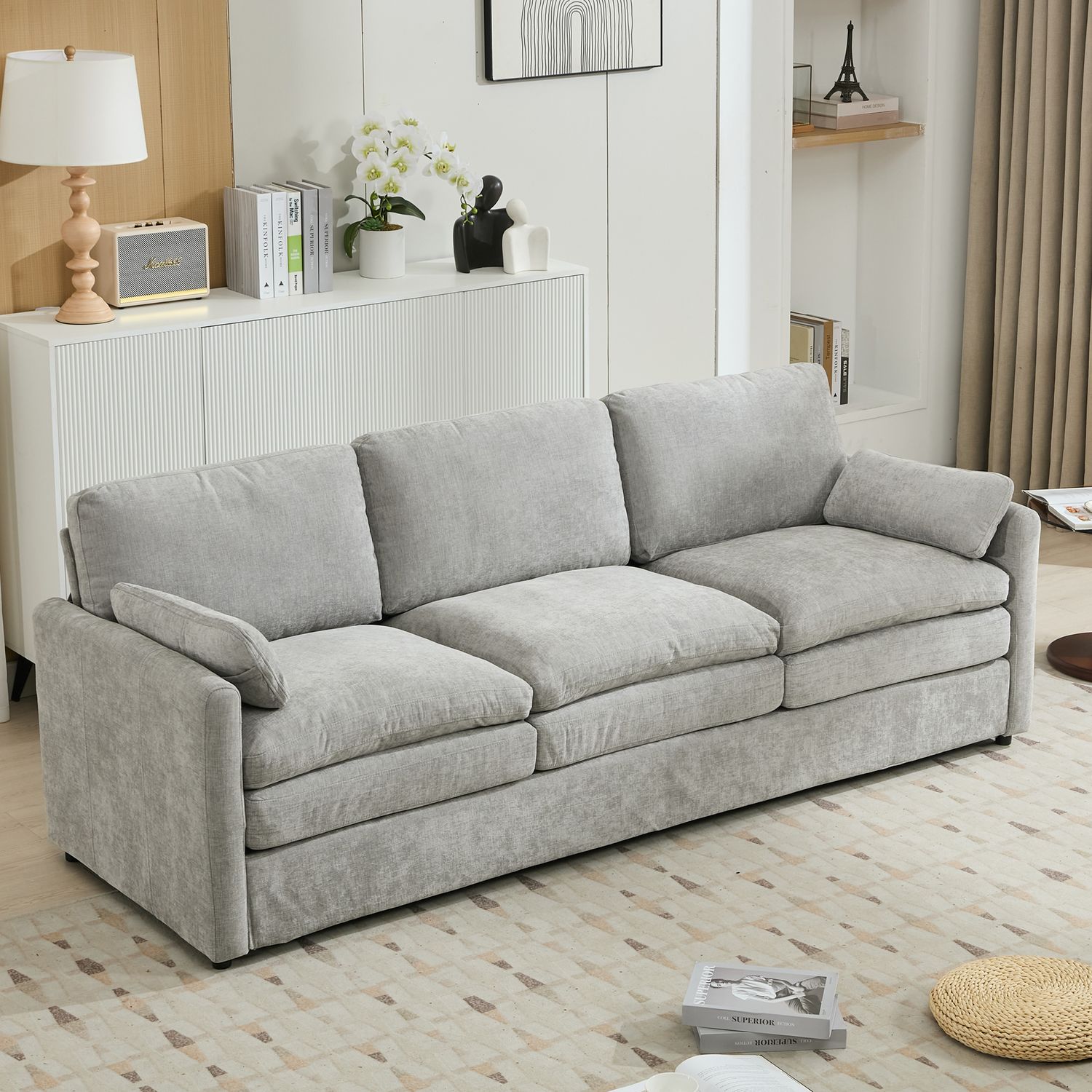 89 Cozy Upholstered 3 - seater Sofa Oversized Comfy Cloud S - Light
