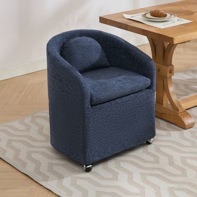 059 - Set of 1 Chenille Fabric Dining Armchair With Back Cushion and 059 - Set of 1 Chenille Fabric Dining Armchair With Back Cushion and