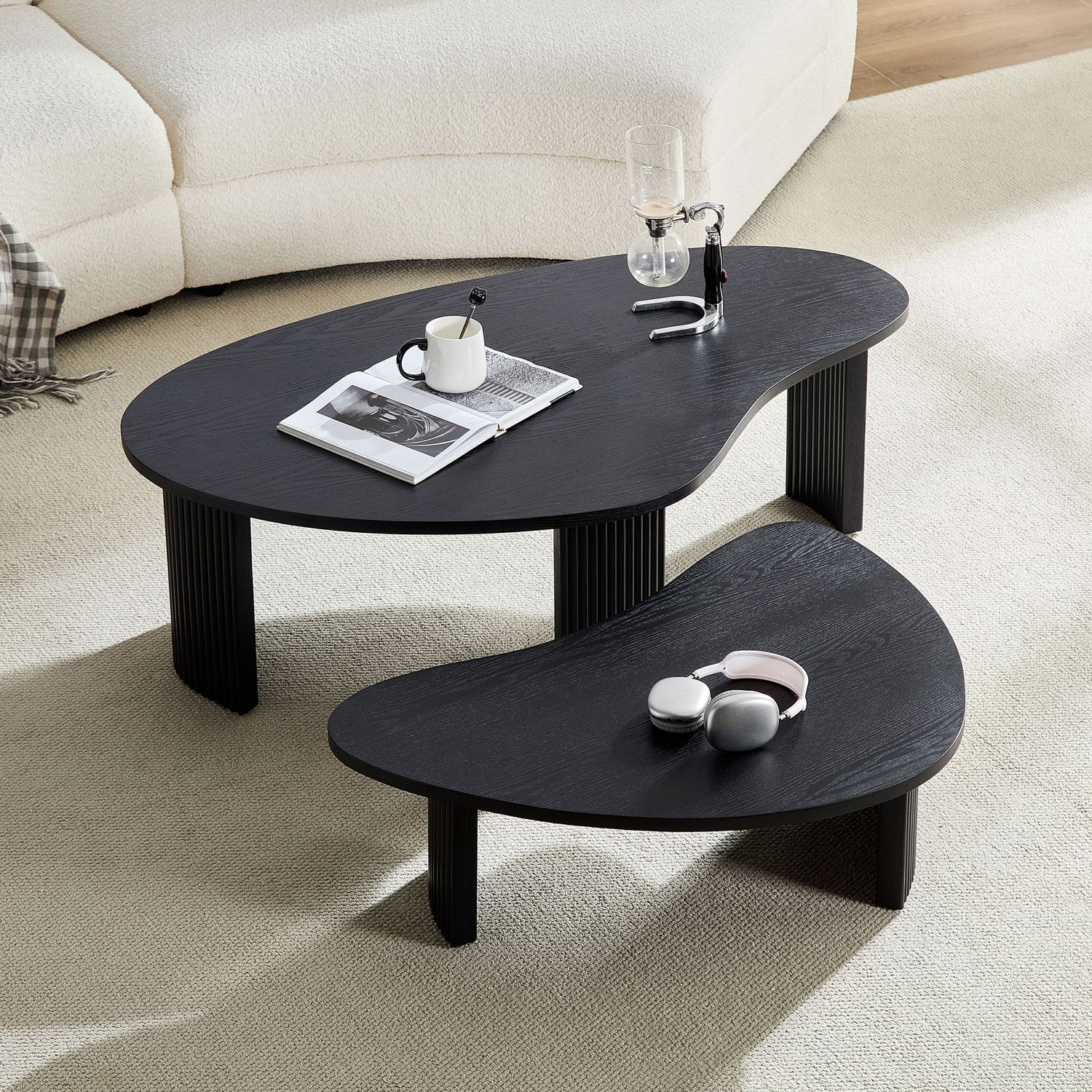2 - Piece Modern Irregular Shape Coffee Table Set for Living Room