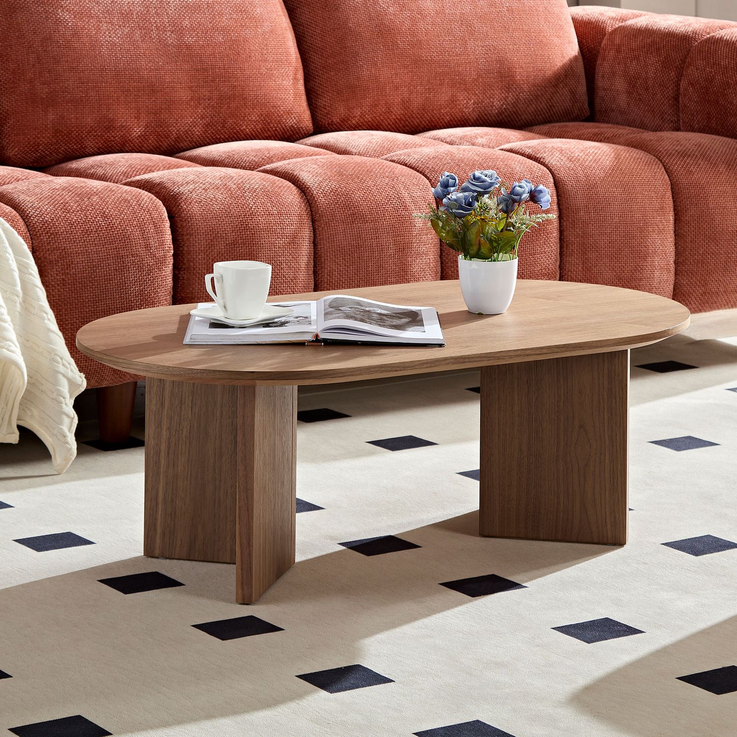 Length 39.37 Length 39.37" Modern Coffee Table - Walnut