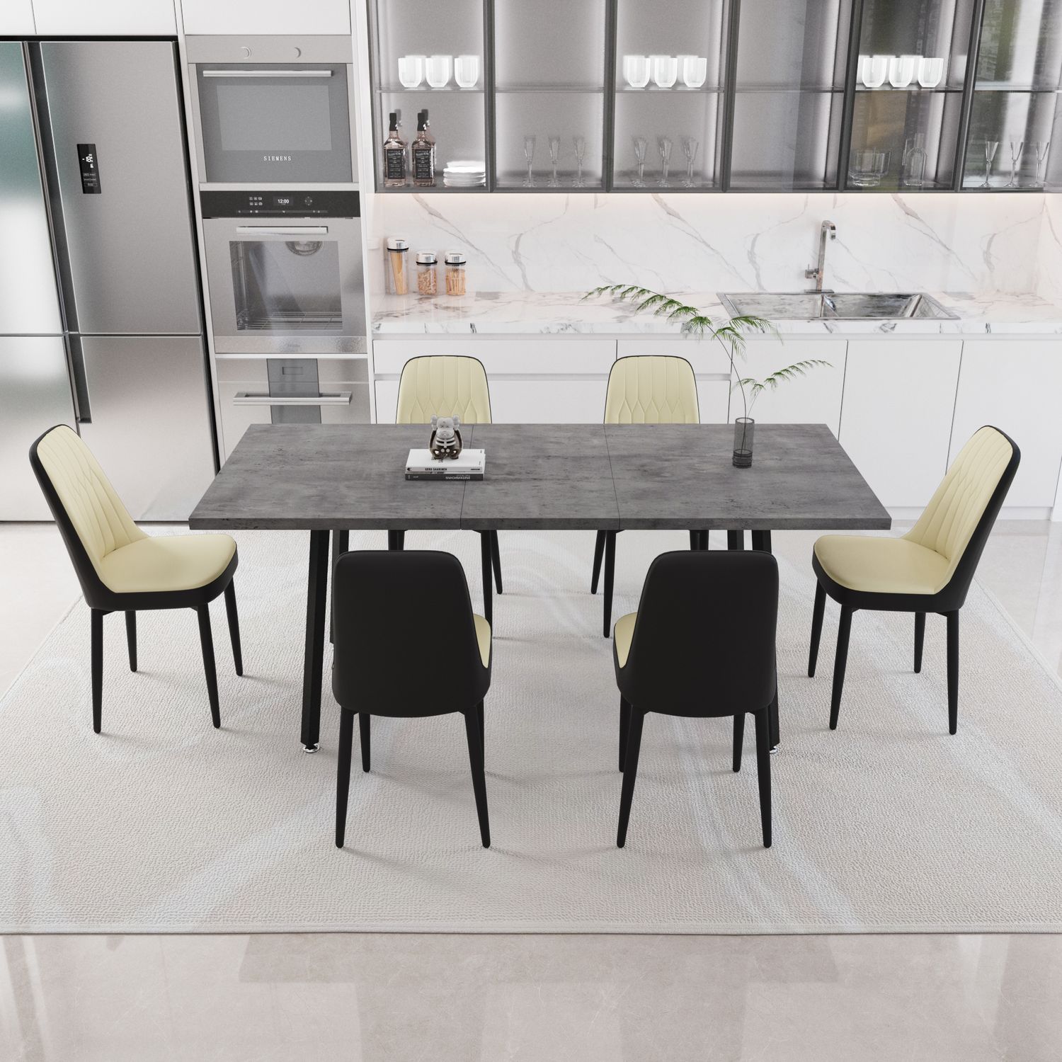 55.12 - 70.87 expandable rectangular dining table that - W2189S01090