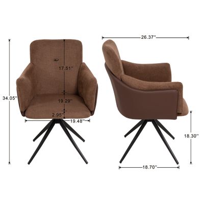 360° Swivel Home Office Desk Chairs Set of 2 - Dark Brown 360° Swivel Home Office Desk Chairs Set of 2 - Dark Brown