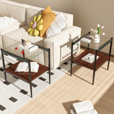Set of 2 Rectangle End Table - Transparent Set of 2 Rectangle End Table - Transparent