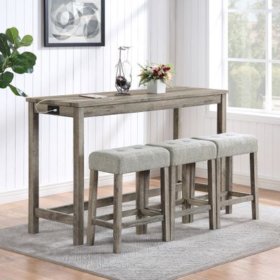 Bar Table Set with Power Outlet - Brown Bar Table Set with Power Outlet - Brown