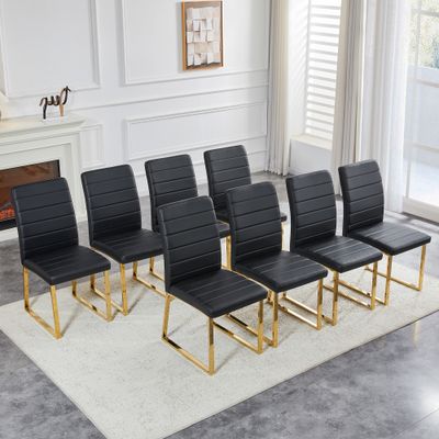 8 - Pack - Heavy - duty chairs set: 2.1 thick cushion - Black+Gold 8 - Pack - Heavy - duty chairs set: 2.1 thick cushion - Black+Gold