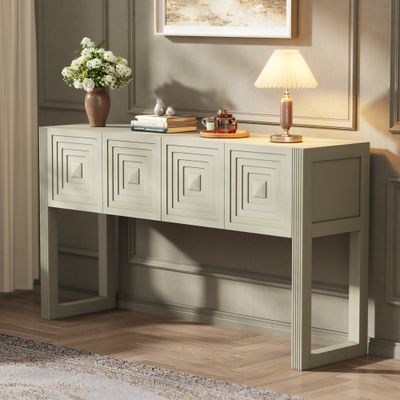[Video] Geometric Carved Console Table with 3 Soft - Close Drawers
