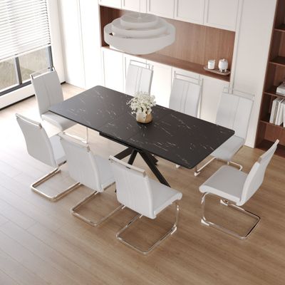 62.4" extendable 78.15" dining Table Set for 6 - 8 - W2189S00121