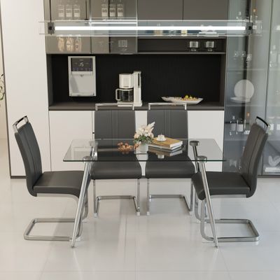51 51" Glass Dining Table Set for 4 - Transparent - Model W2189S00270