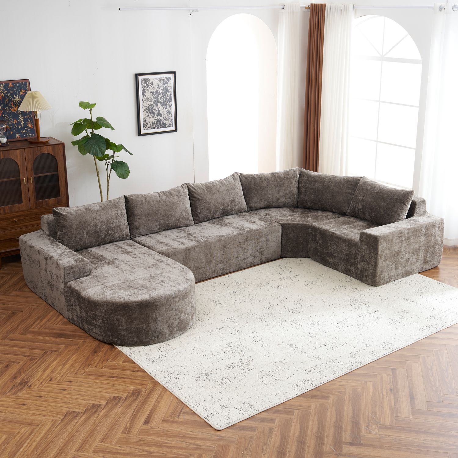 139" Oversized Modular Sofa Cloud Sectional Sofa Set Upholstered