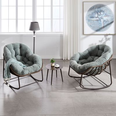 Outdoor Rattan Rocking Chair - Light Green