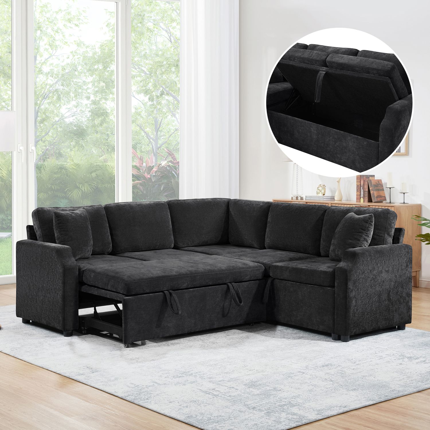 Sectional Sofa Bed L - Shaped Sectional 81.9 Sectional Sofa Bed L - Shaped Sectional 81.9" Upholstered L - Shaped