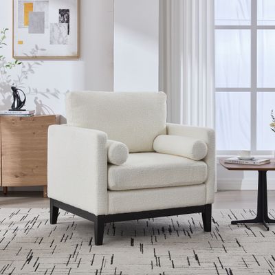 35.4 Wide Modern Farmhouse Performance Accent Chair with Black F 35.4 Wide Modern Farmhouse Performance Accent Chair with Black F