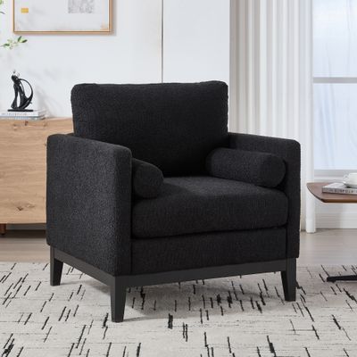 35.4 Wide Modern Farmhouse Performance Accent Chair with Black Finish 35.4 Wide Modern Farmhouse Performance Accent Chair with Black Finish
