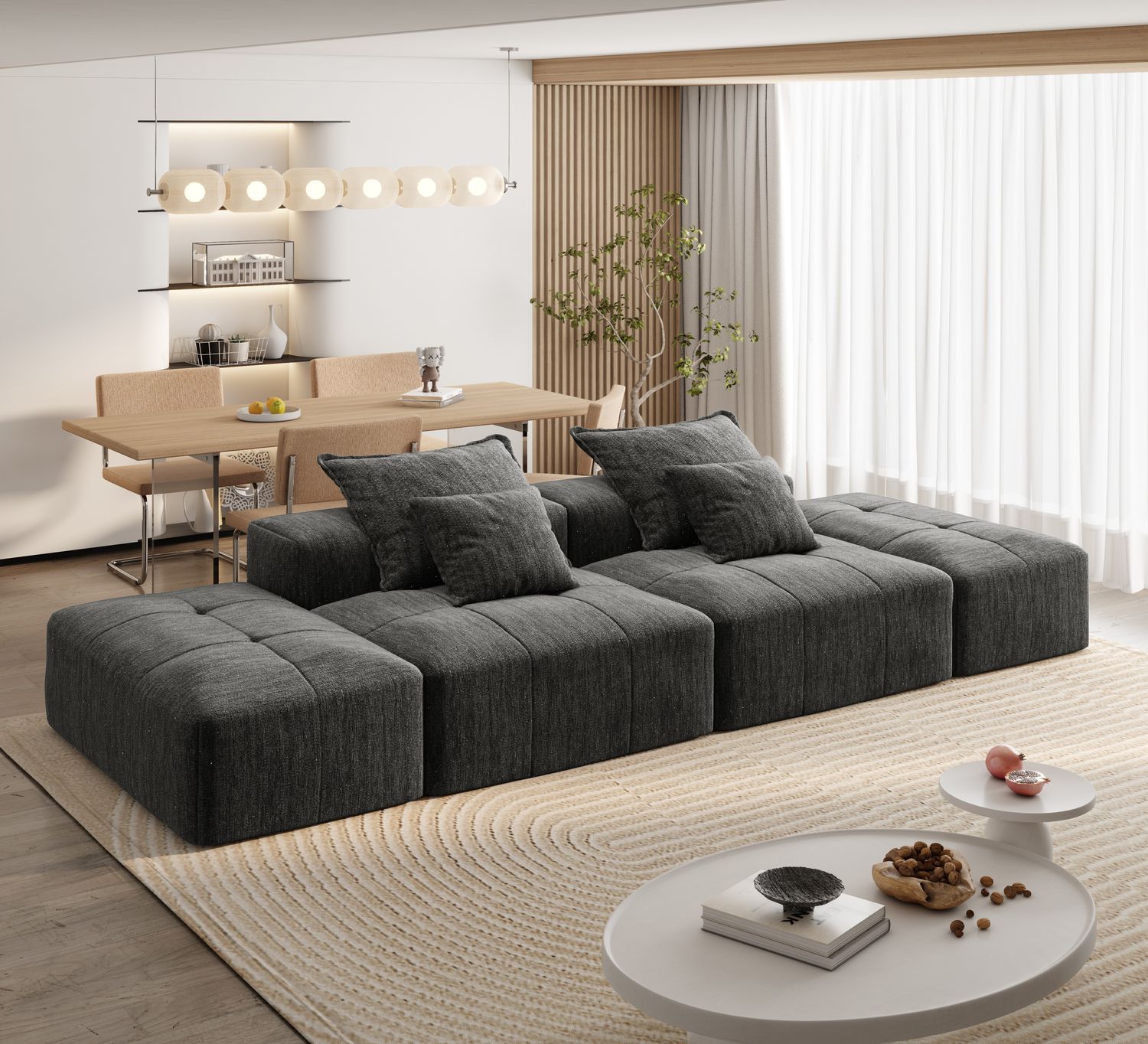 Modern Oversized Modular Sectional Sofa with 2 - 141.73x42.52x25.6IN Modern Oversized Modular Sectional Sofa with 2 - 141.73x42.52x25.6IN