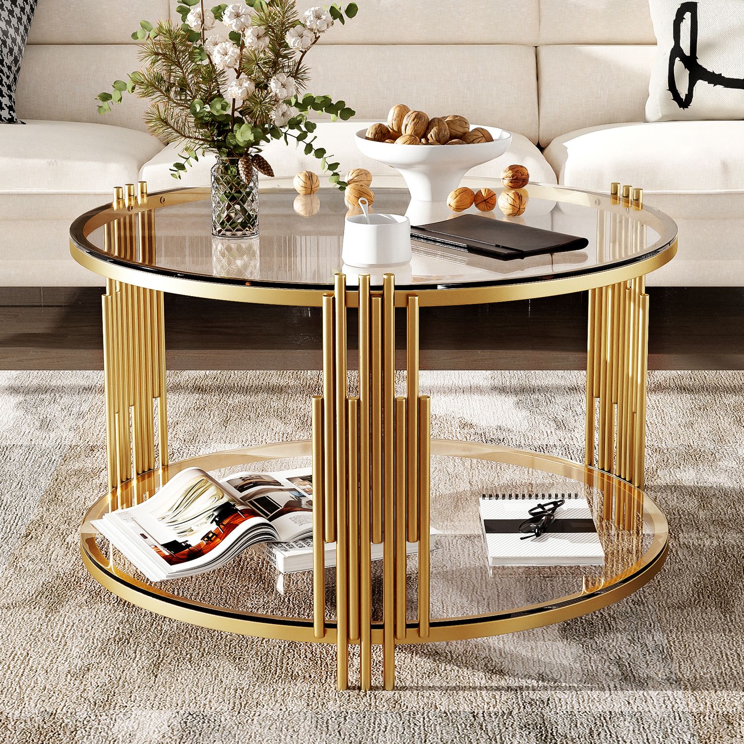Modern Glass Coffee Table in 31.5 Modern Glass Coffee Table in 31.5" - Transparent