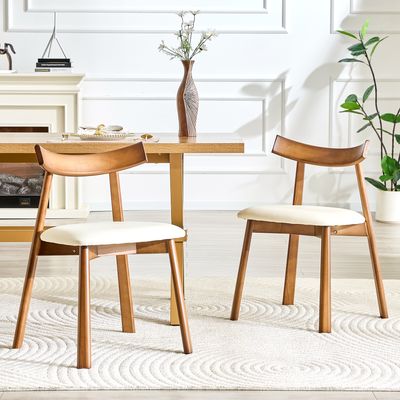 2 walnut colored solid wood dining chairs - 19.6 x 19.2 x 30.5 in 2 walnut colored solid wood dining chairs - 19.6 x 19.2 x 30.5 in