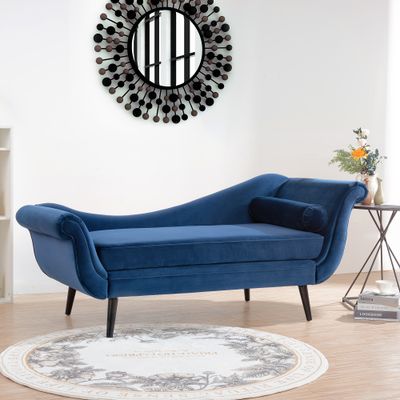 Chaise Lounge with Scroll Arm - Blue Chaise Lounge with Scroll Arm - Blue