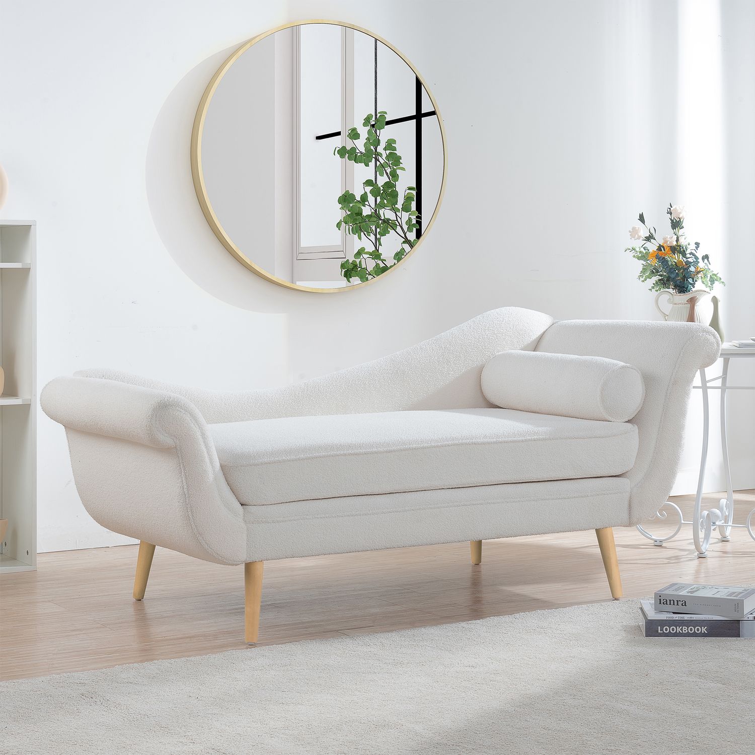 Chaise Lounge with Scroll Arms - White Chaise Lounge with Scroll Arms - White