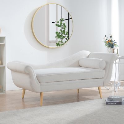 Chaise Lounge with Scroll Arms - White Chaise Lounge with Scroll Arms - White