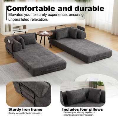 78.7 - Inch Convertible Sleeper Sofa Bed with Cylindrical Pillow 78.7 - Inch Convertible Sleeper Sofa Bed with Cylindrical Pillow